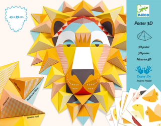 Tvorenie s papierom 3D plagát Kráľ zvierat